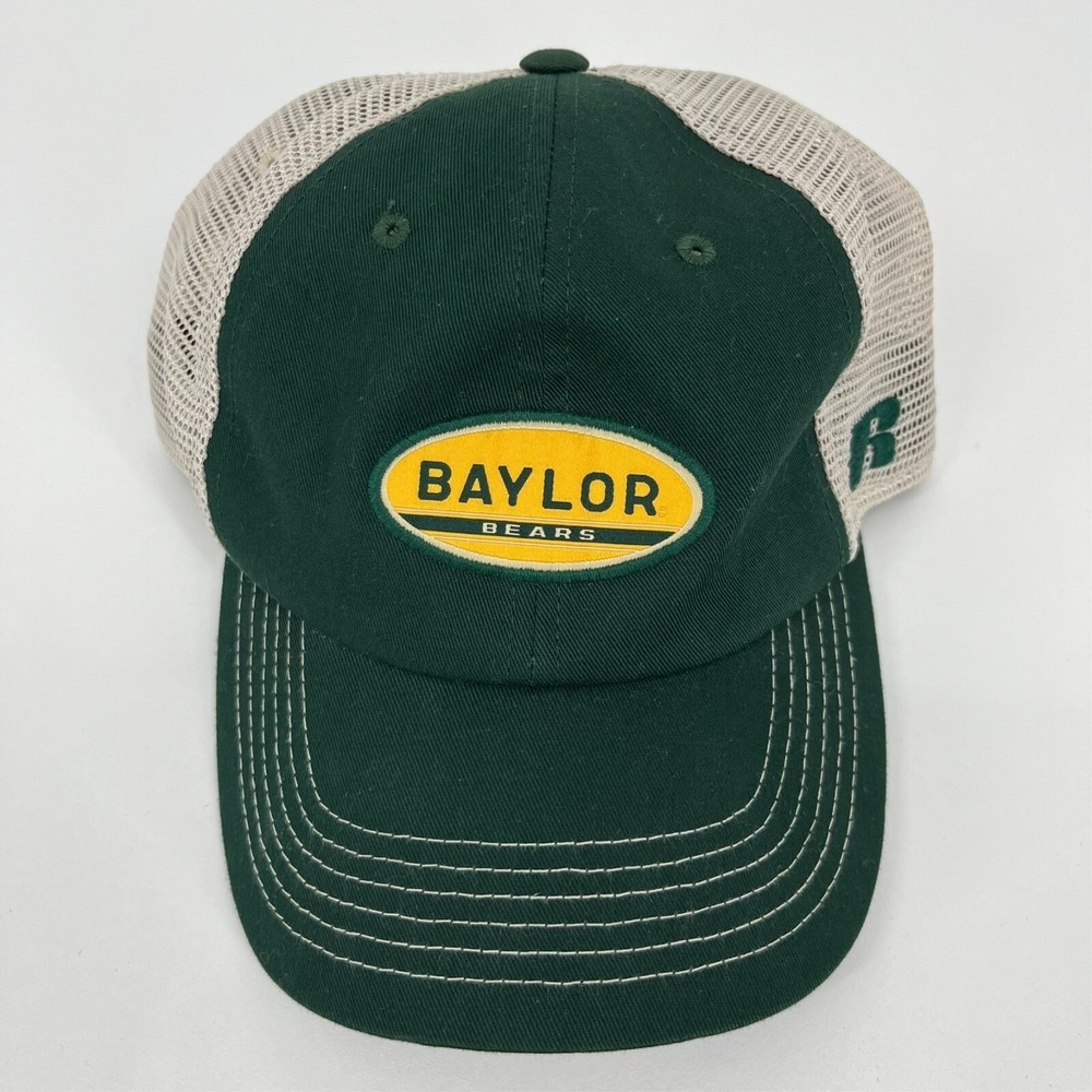 Russell Athletic Baylor Bears Trucker Hat Green Tan Mesh Snapback Cap